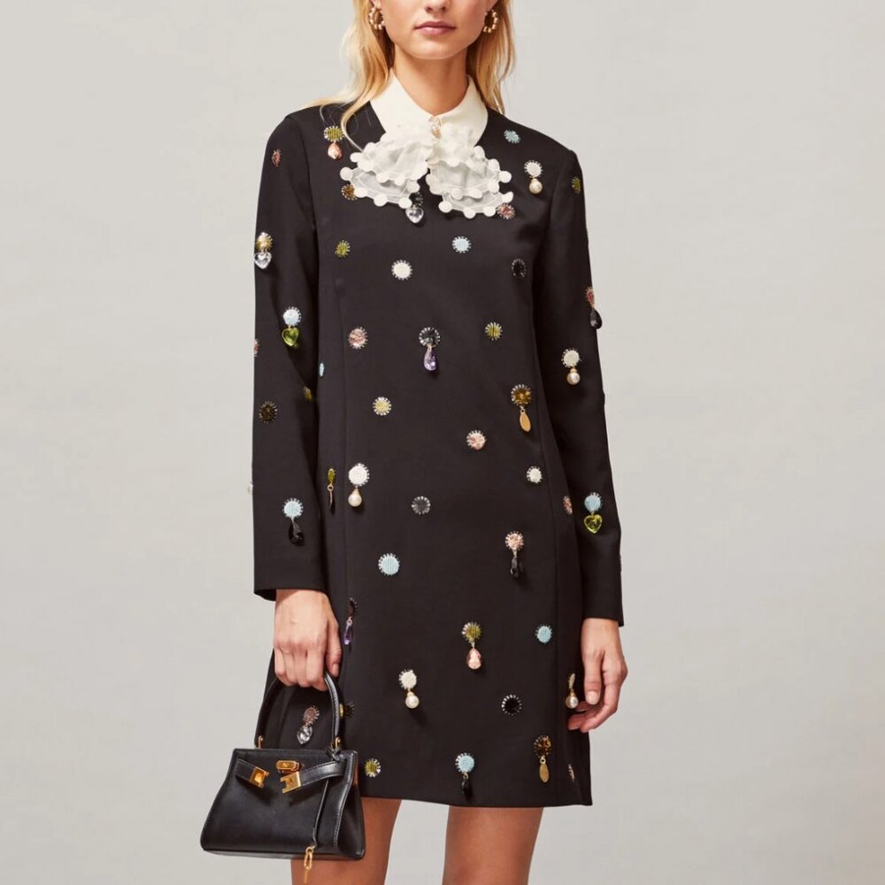 Tory Burch Jewel Embroidered Shift Dress, Size 6